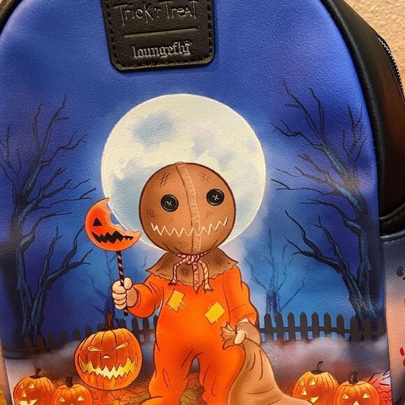 Trick r Treat Loungefly Sam Mini Backpack NWOT Halloween Town Pumpkin Head - Picture 15 of 16
